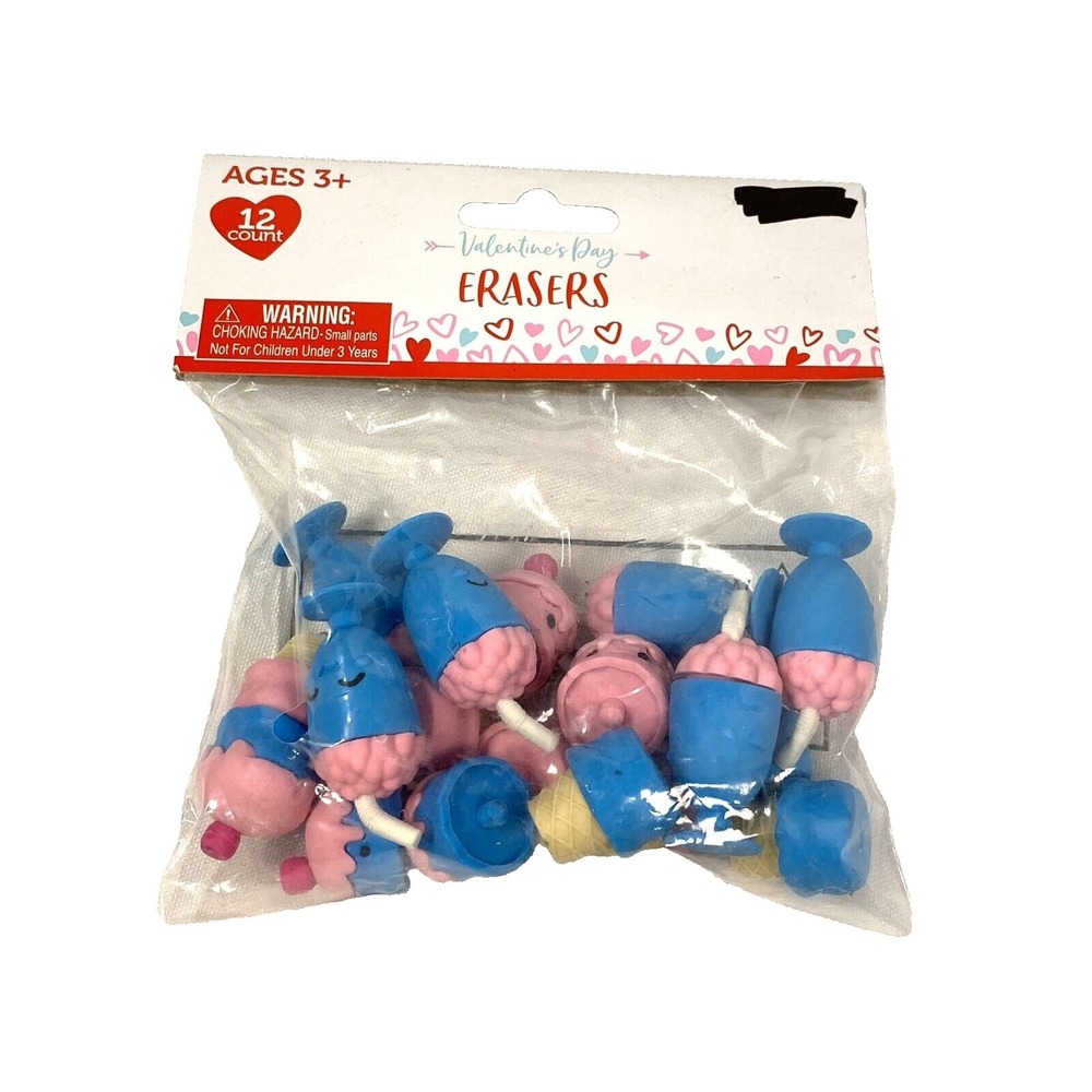 12 count kids valentines‎ day ice cream milk shake erasers school office